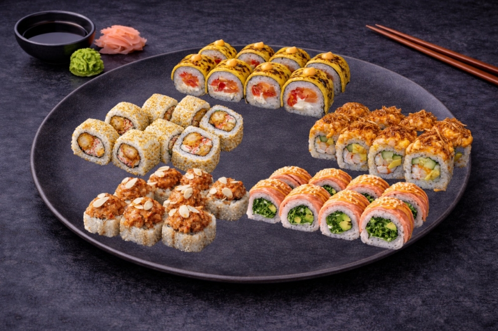 Yokohama rull 8 biter, Kobe rull 8 biter, Cheder rull 8 biter, Sapporo rull 8 biter, Samurai rull 8 biter,