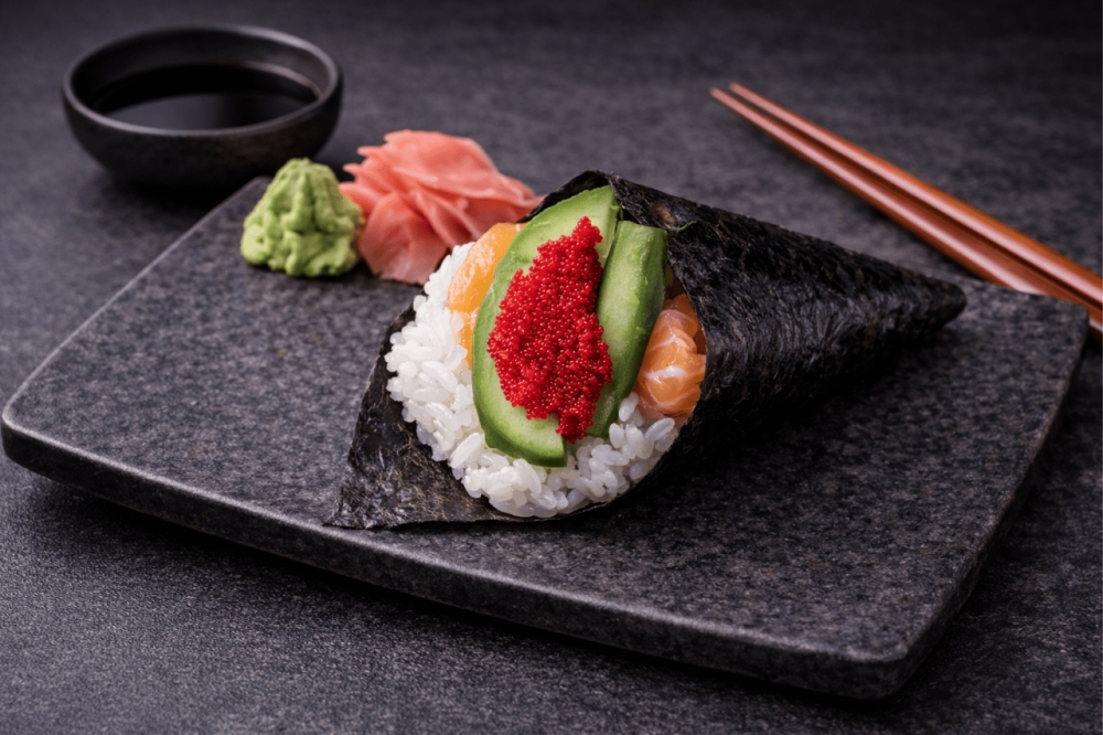 
Ris, kremost , laks , agurk, rogn, avokado