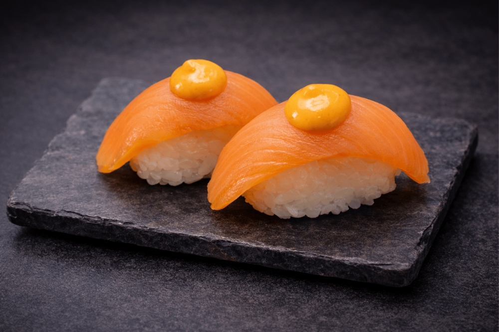 Klassiske retter fra det japanske kjøkkenet er sushi med Røkt laks