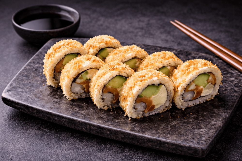 Tempuraflak
Ris
Unagisaus
Fersk laks
Kremost
Agurk